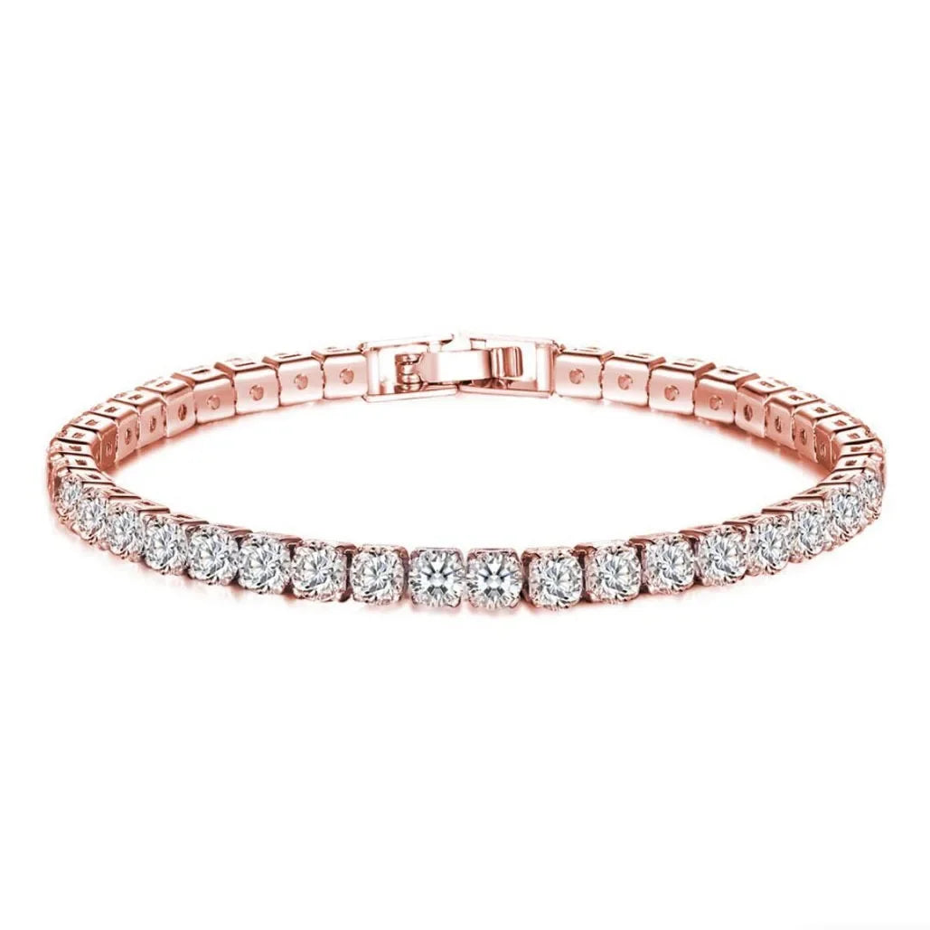 925 Sterling Silver 4mm Tennis Bracelet Inlaid With Zircon Crystal Electroplated 18k Gold Luxury Fashion Women's Gift
