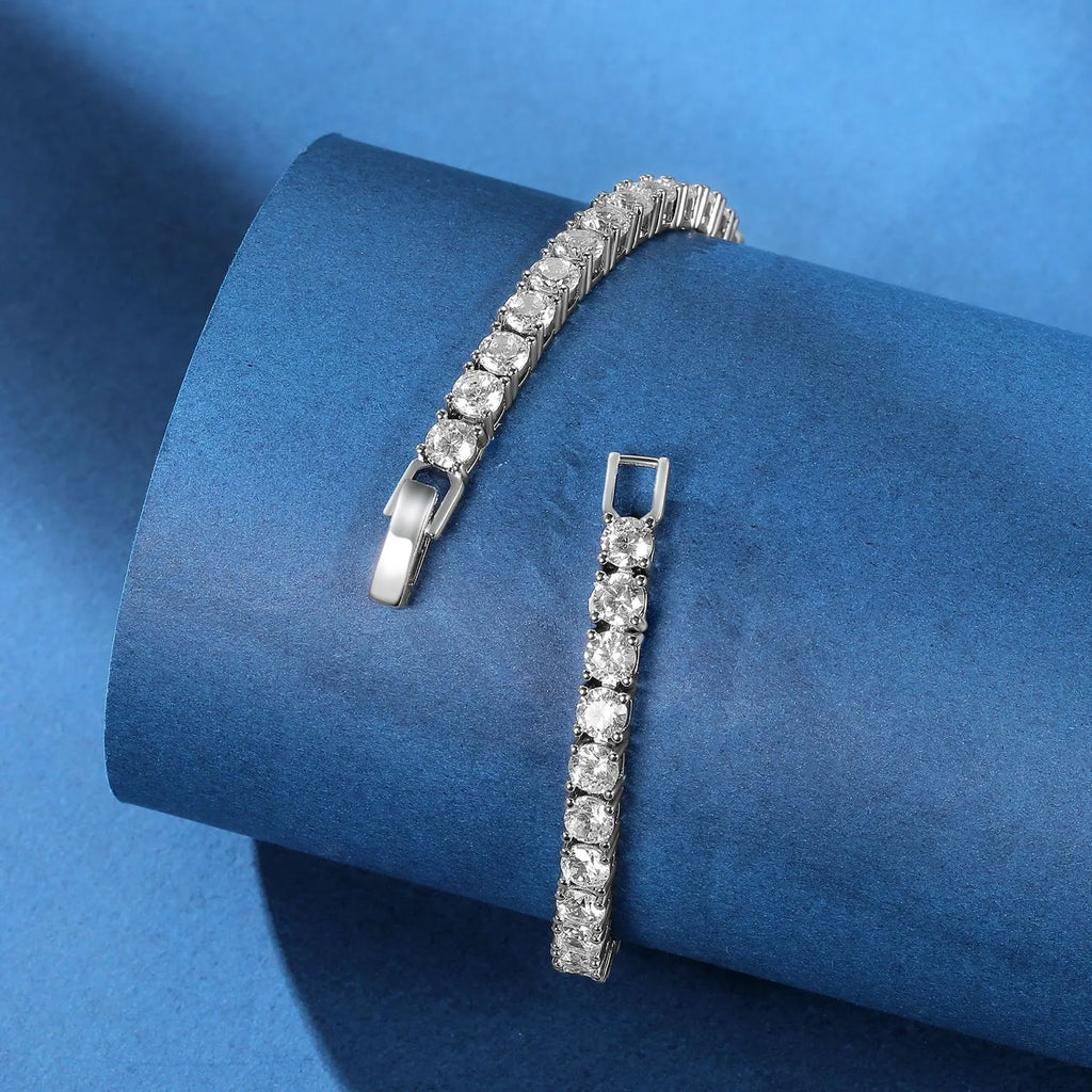 925 Sterling Silver 4mm Tennis Bracelet Inlaid With Zircon Crystal Electroplated 18k Gold Luxury Fashion Women's Gift