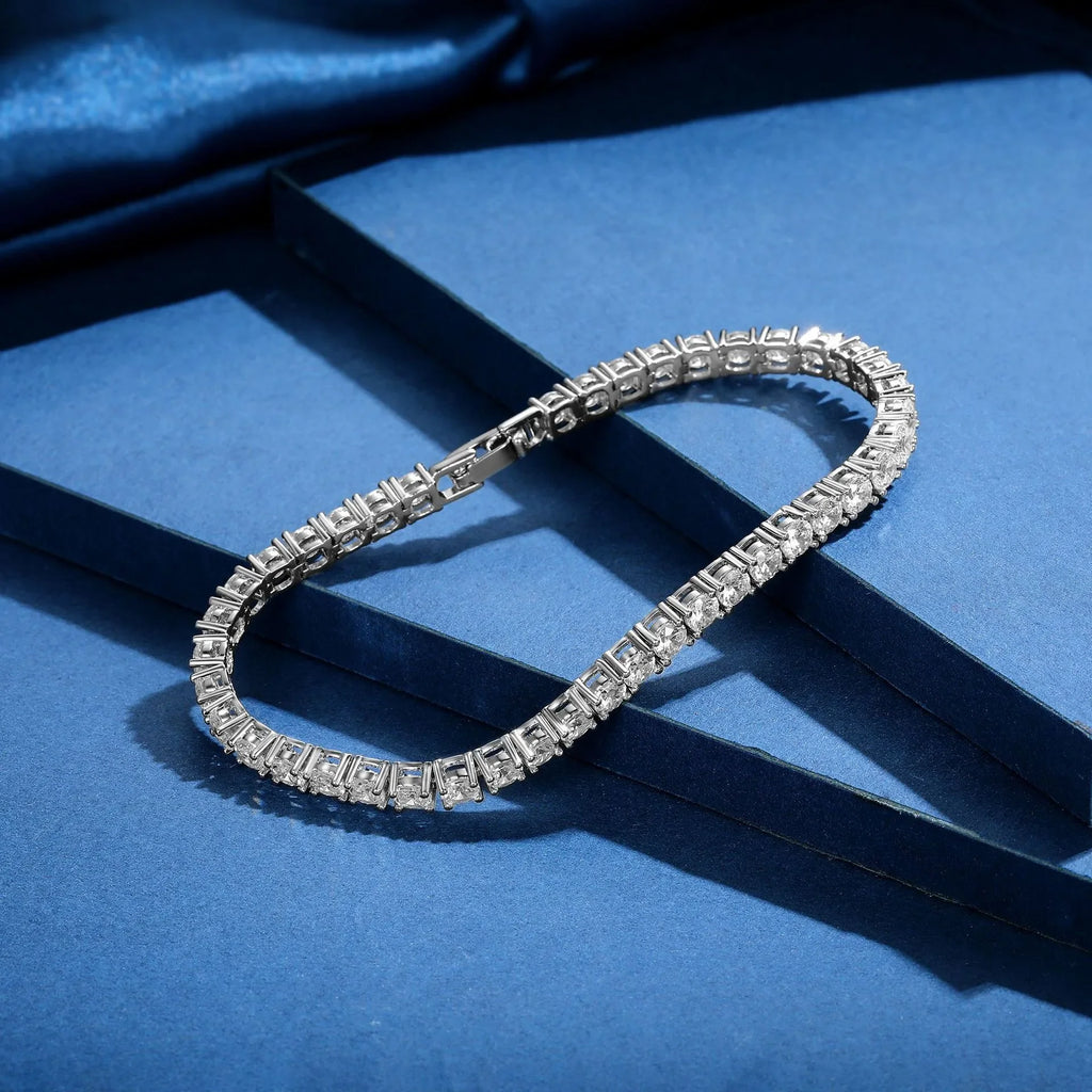 925 Sterling Silver 4mm Tennis Bracelet Inlaid With Zircon Crystal Electroplated 18k Gold Luxury Fashion Women's Gift