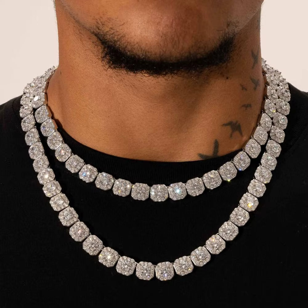 Tennis Chain Jewellery Diamond Cluster Tennis Necklace Bracelet Free Laser Logo