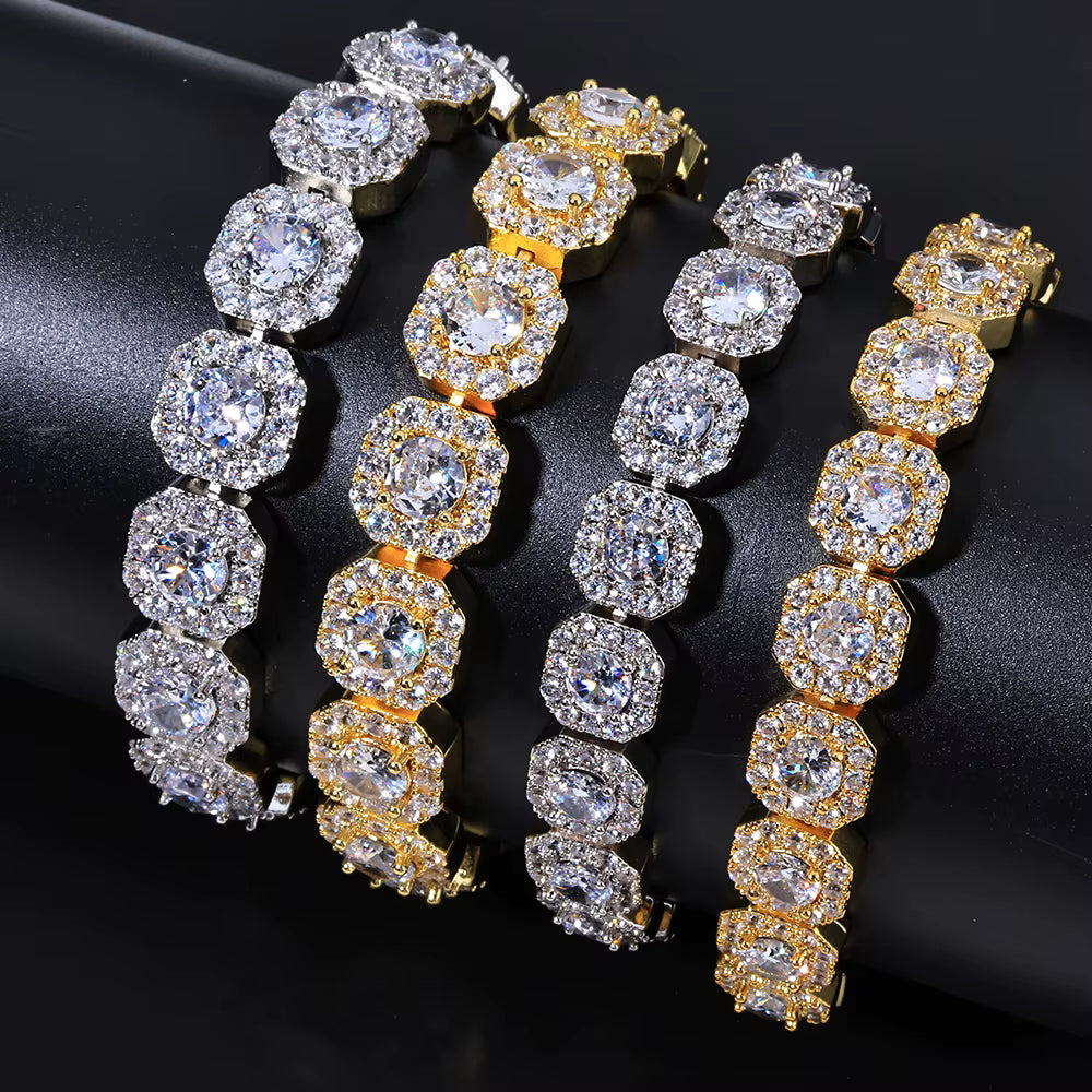 Tennis Chain Jewellery Diamond Cluster Tennis Necklace Bracelet Free Laser Logo